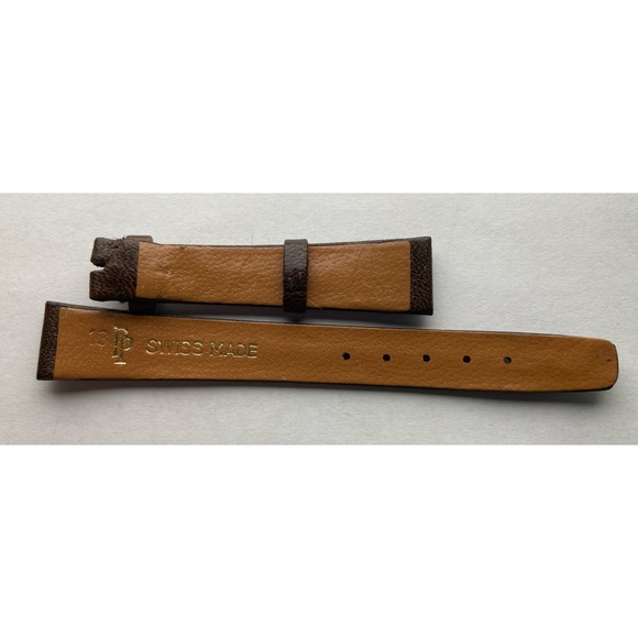 13mm Brown Leather Watch band Made In Switzerland No Buckles - Picture 2 of 3